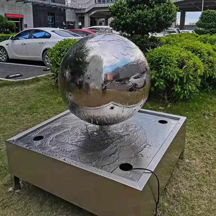 Garden Decorative Stainless Steel Sphere Water Fountain Metal Ball Fountain Sculpture