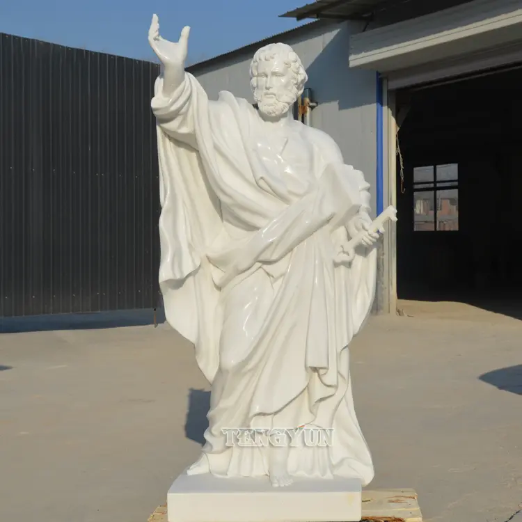 Garden Home Decor Life Size Church Decorative Holy Figure Marble Male Statue For Sale