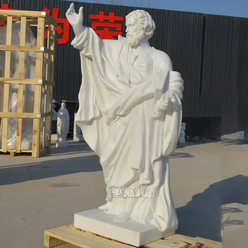 Garden Home Decor Life Size Church Decorative Holy Figure Marble Male Statue For Sale