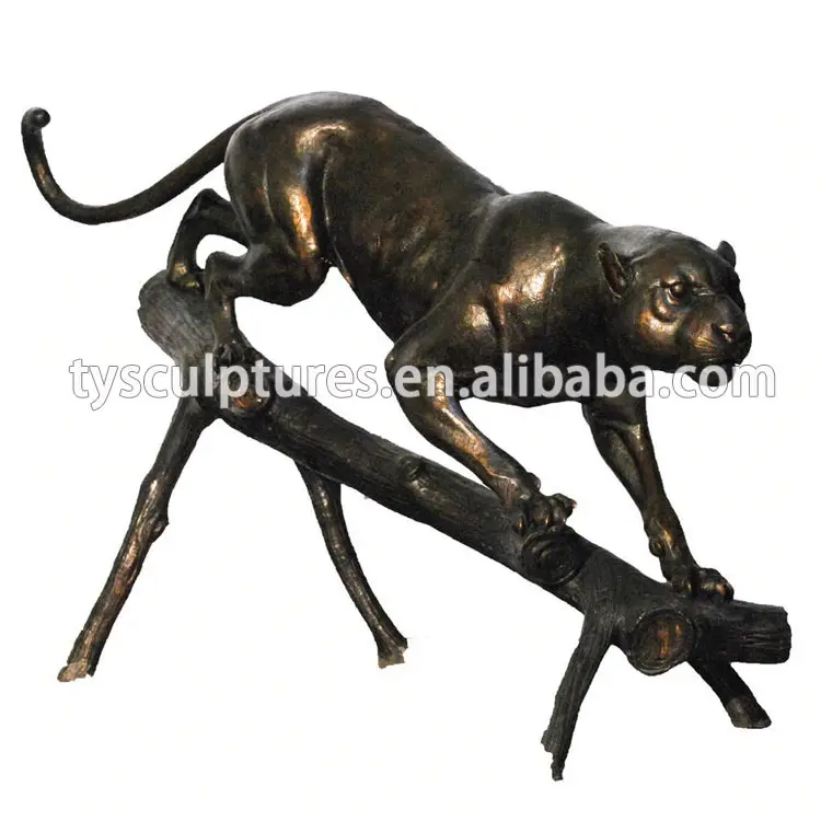 Garden Outdoor Decor Metal Cougar Sculpture Life Size Leopard Bronze Cheetah Statues For Sale