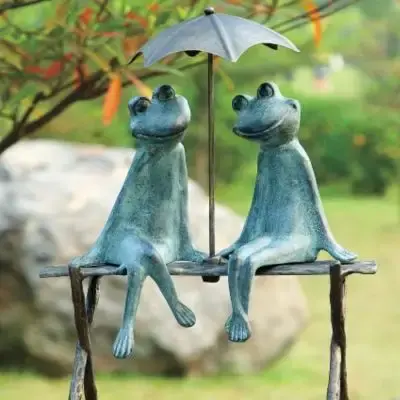 Garden Statue Anthropomorphic Frog Art Bronze Sculpture For Sale