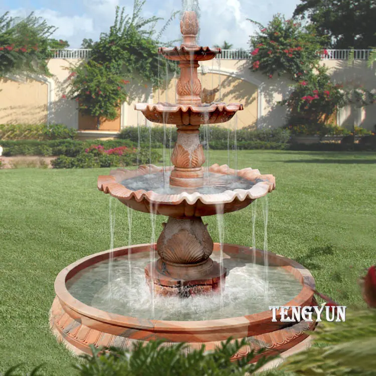 Garden White Marble Carved Tiers Water Fountain