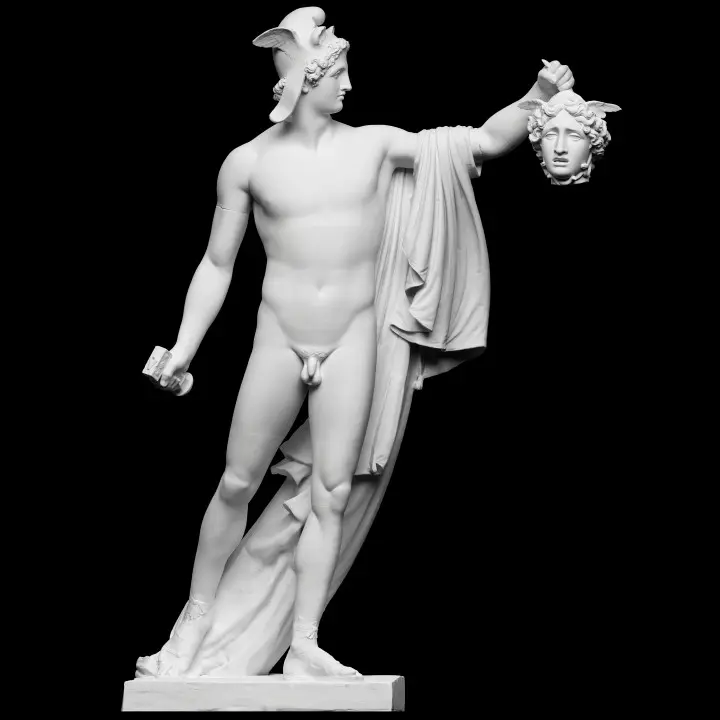 Greek Life Size White Marble Perseus Medusa Head Sculpture Roman Statue For Sale