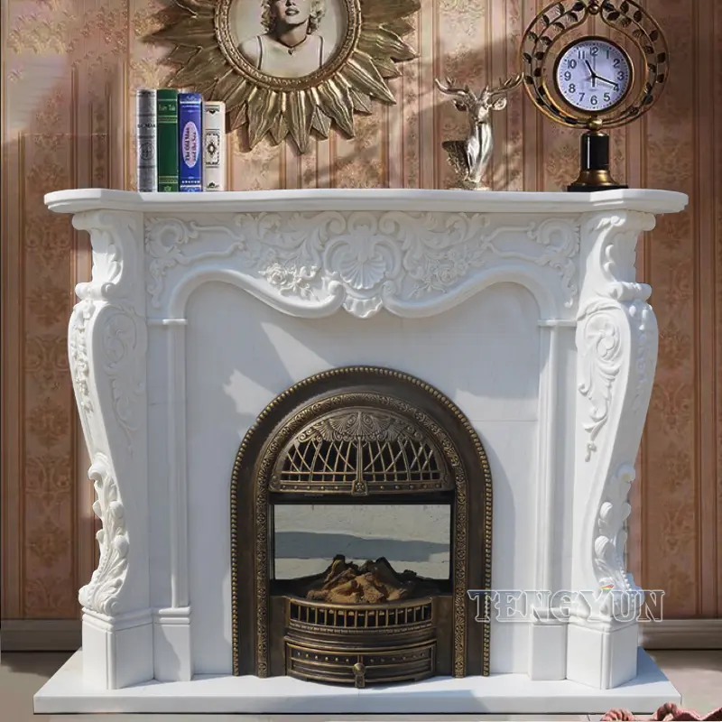 Hand Carving Customize Stone Fireplace Mantel Surrounds Decor Electric Fireplace Insert Marble Fireplace Frames