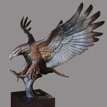 Home Decor Bronze Eagle Sculpture Copper Animal Statue For Table Decoration