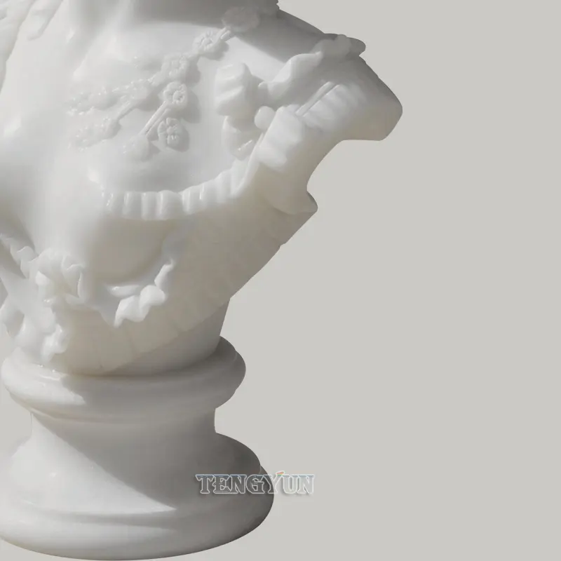 Home Decorative Natural White Marble Female Bust Statue Stone Woman Head Sculpture