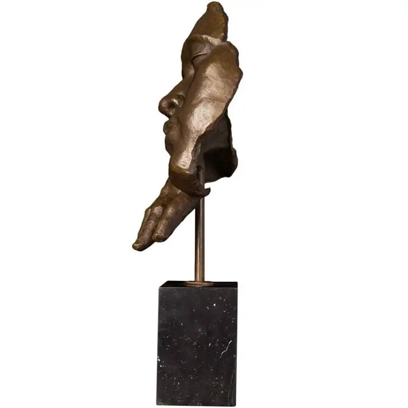 Human Face Bronze Statue Home Decor Metal Male Head Abstract Figurine Statues