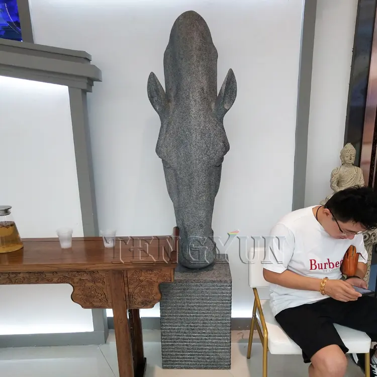 Large Size Decorative Stone Hand Carved Horse Head Granite Sculpture