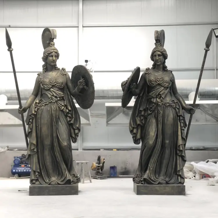 Large Size Garden Outdoor Roman Warrior Fiberglass Goddess Of War Gamous Athena Statue For Sale