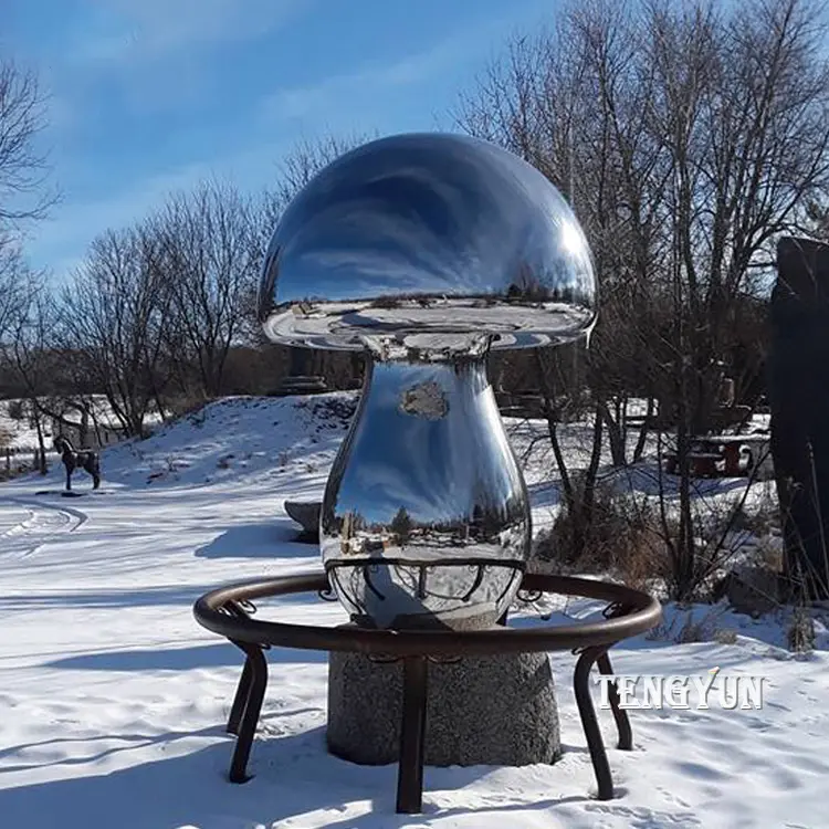 Large Size Outdoor Garden Decorative Modern Art Mushroom Stainless Steel Sculpture For Sale