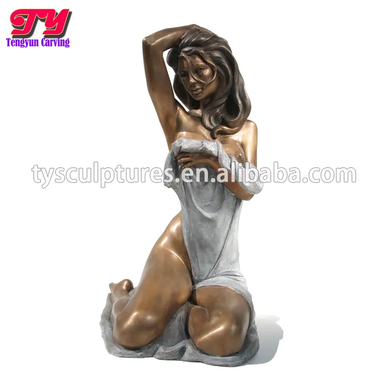 Life Size Bronze Naked Female Statue With Cloth Sexy Half Naked Woman Statues