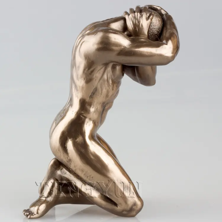 Life Size Bronze Nude Man Body Statue Brass Naked Muscle Male Sculpture