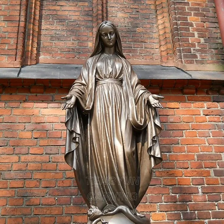 Life Size Bronze Virgin Mary Outdoor Statue Mother Mary Religious Garden Statues For Sale