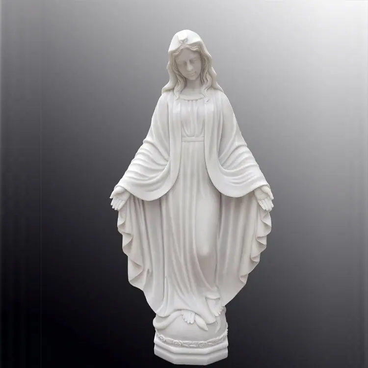 Life Size Outdoor White Marble Virgin Mary Indoor Or Outdoor Statue For Sale