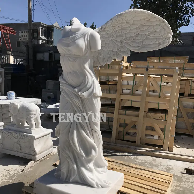 Life Size White Marble Victoire De Samothrace statue Nike of Samothrace Sculpture