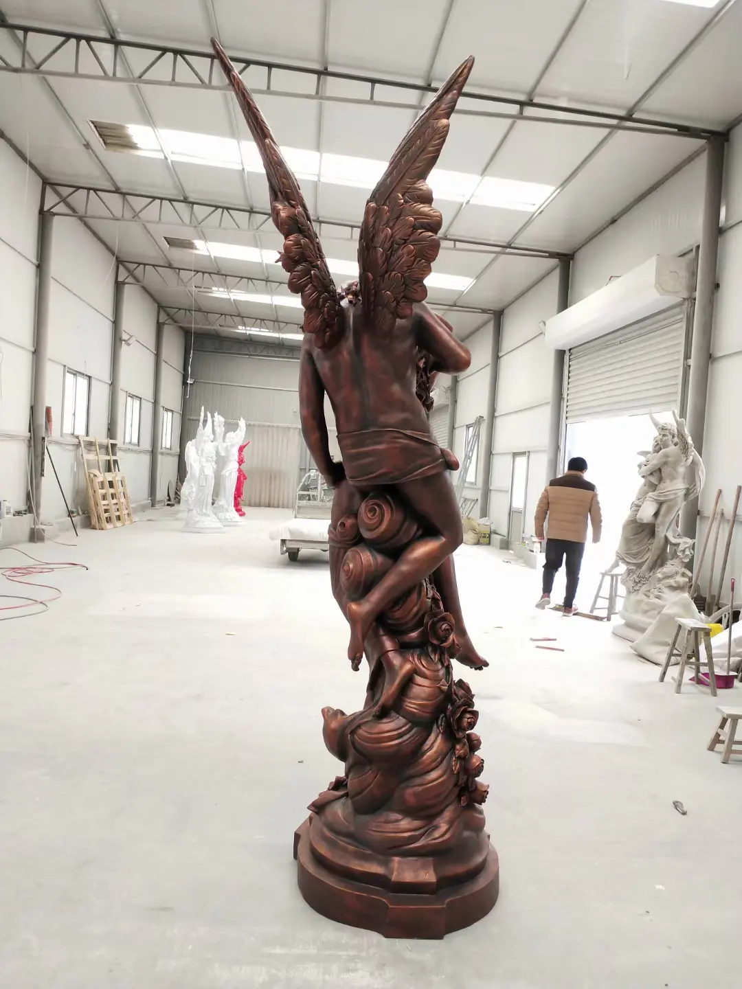 Life Size statue of angel holding woman statue beautiful indoor decor greek love kissing angel sculpture