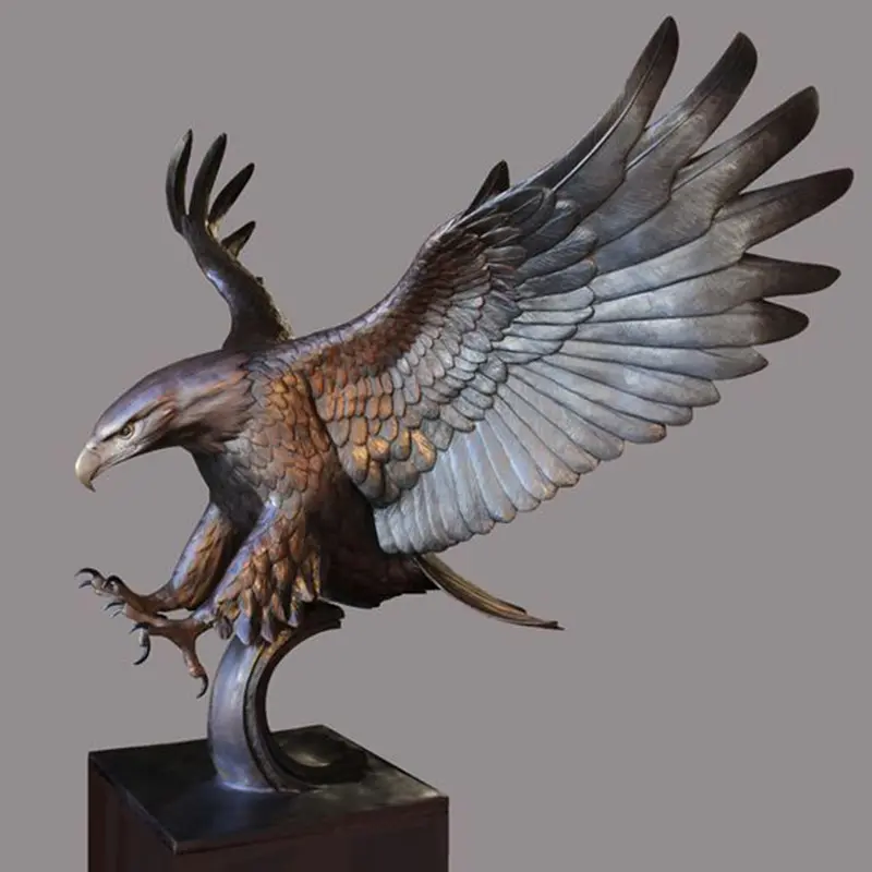 Life size bronze eagle sculpture