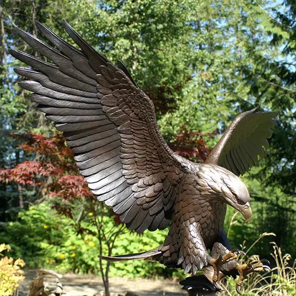 Life size bronze eagle sculpture