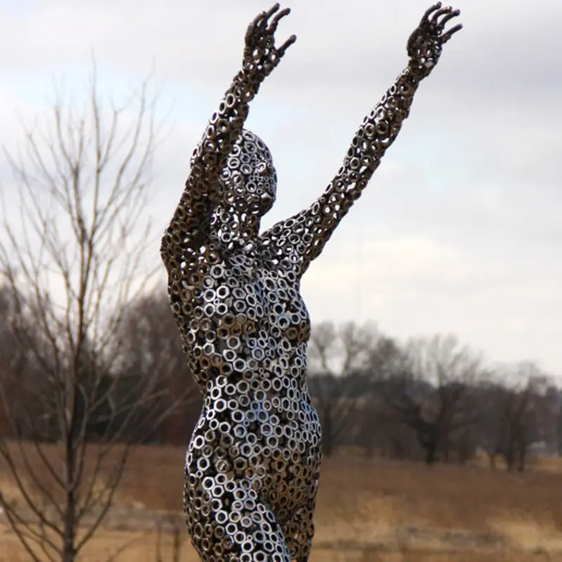 Life size stainless garden decoration statue