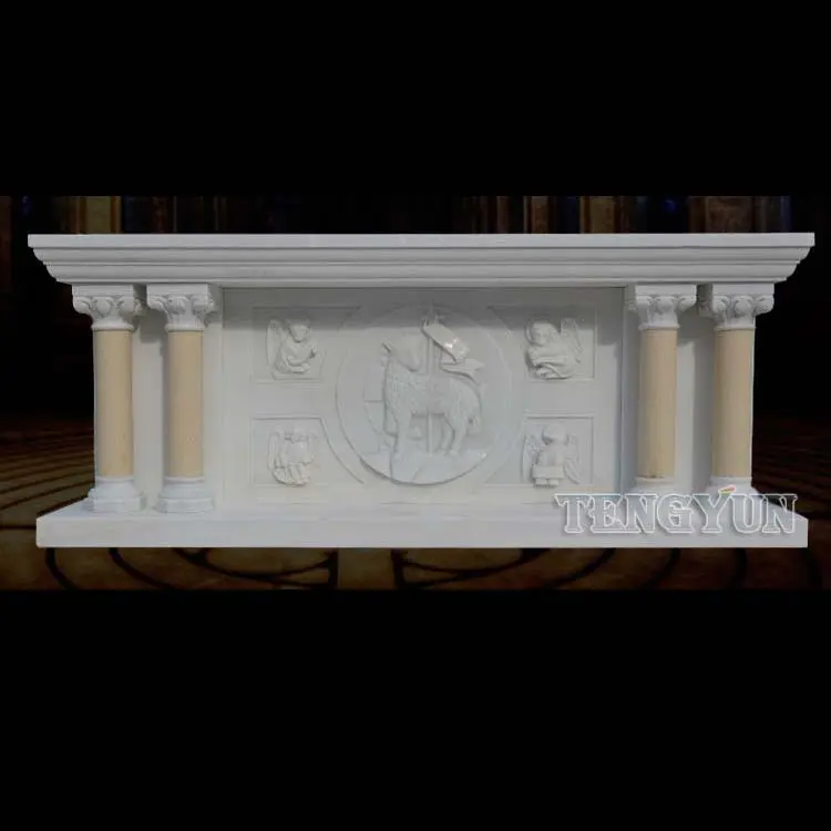 Marble Religious Lectern Hand Carved Church Book Table Stone Long Altar Table With Religious