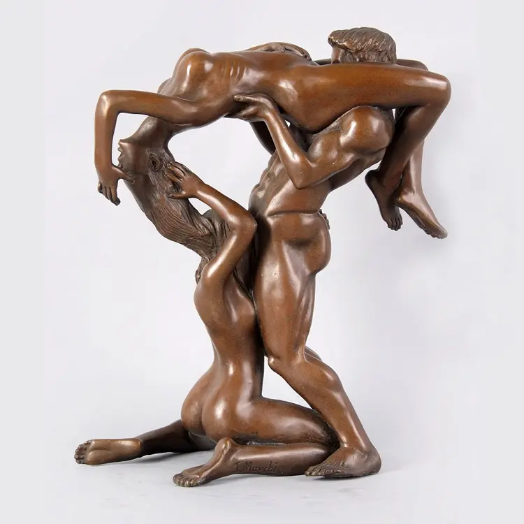 Metal Cast China Factory Made Life Size Erotic Lovemaking Male And Female Decorative Bronze Statue