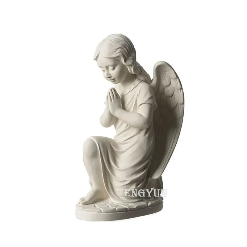 Natural White Marble Small Praying Angel Statue For Sale