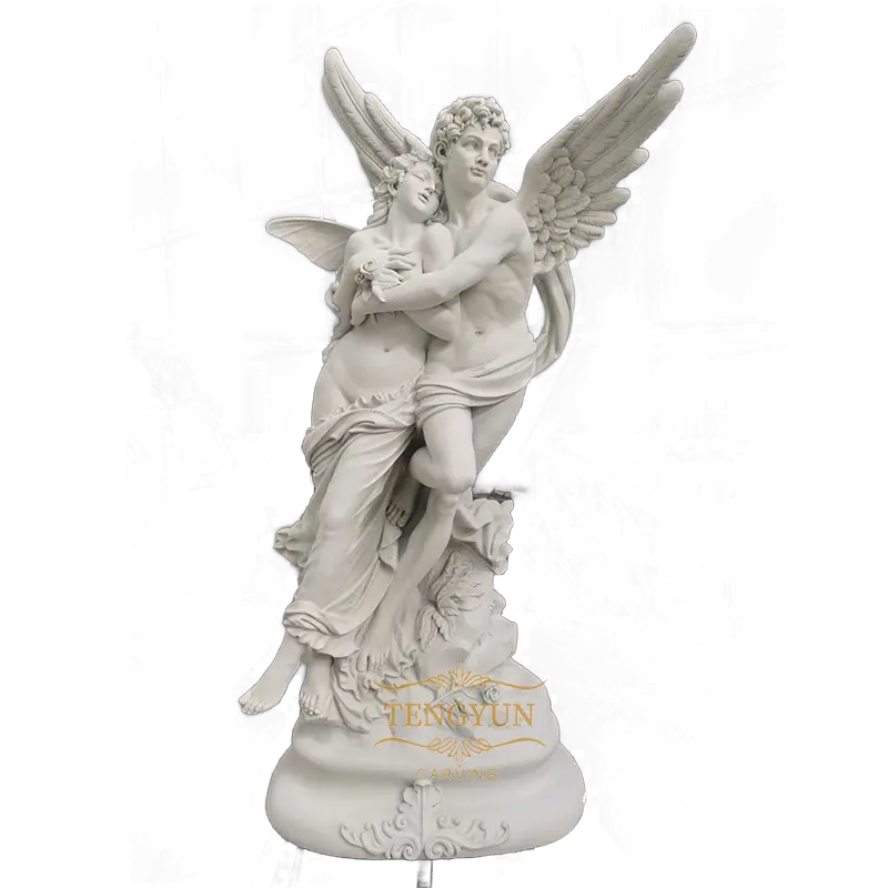 On Sale Life Size Cupid and Psyche Statue Gaden Decoration Imitation Sandstone Color Fiberglass Sculpture
