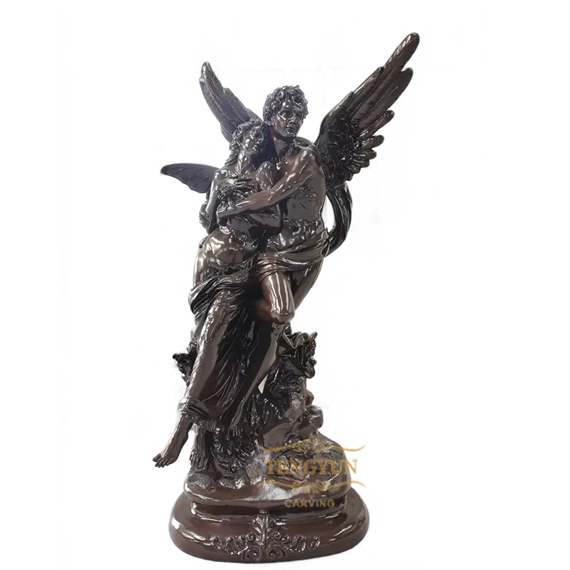 On Sale Life Size Cupid and Psyche Statue Gaden Decoration Imitation Sandstone Color Fiberglass Sculpture