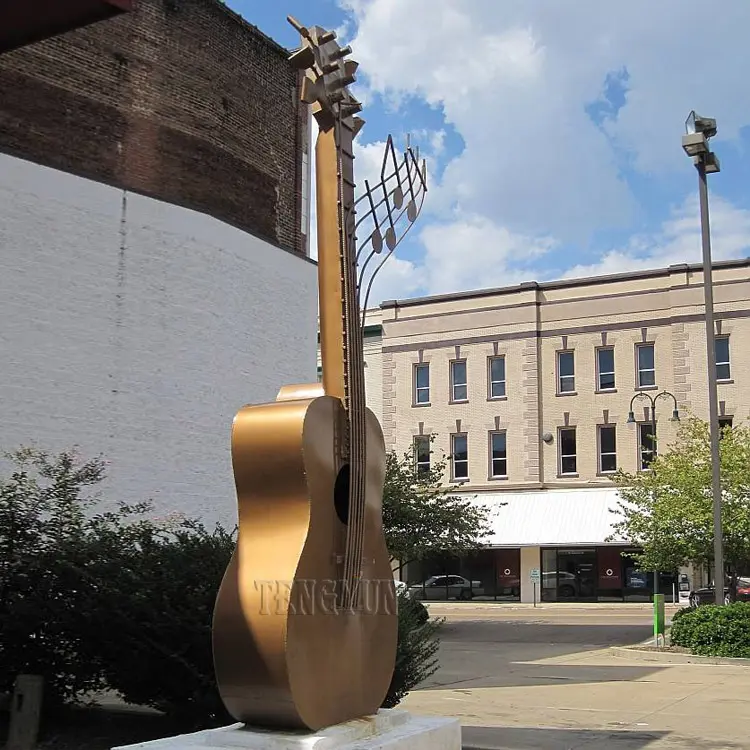 Outdoor Decorative Big Size Metal Guitar Sculptures Iron Stainless Steel Cello Ornamets For Sale
