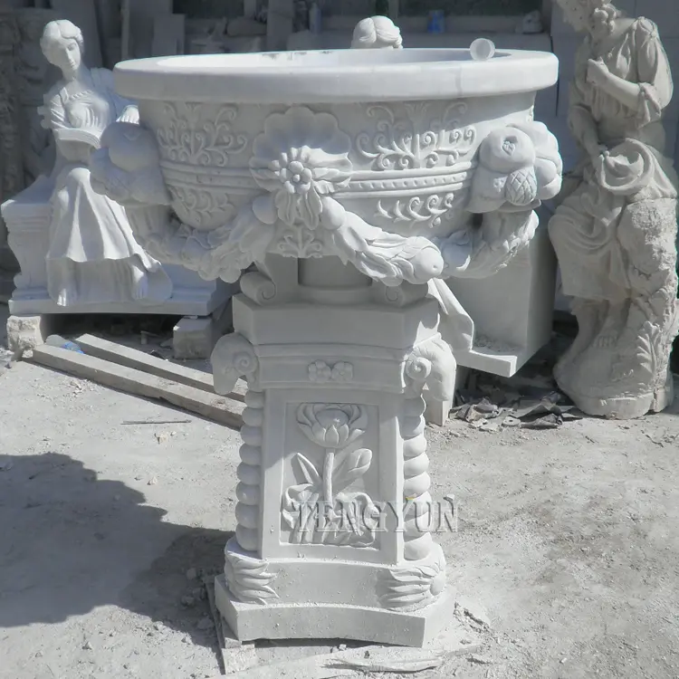 Outdoor Decorative Big Size Stone Flowerpots