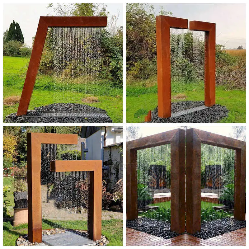Outdoor Park Decor Metal Corten Steel Water Curtain Fountain Carbon Steel Water Features