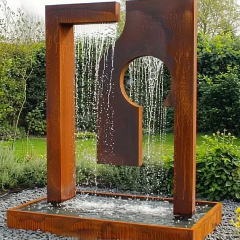 Outdoor Park Decor Metal Corten Steel Water Curtain Fountain Carbon Steel Water Features
