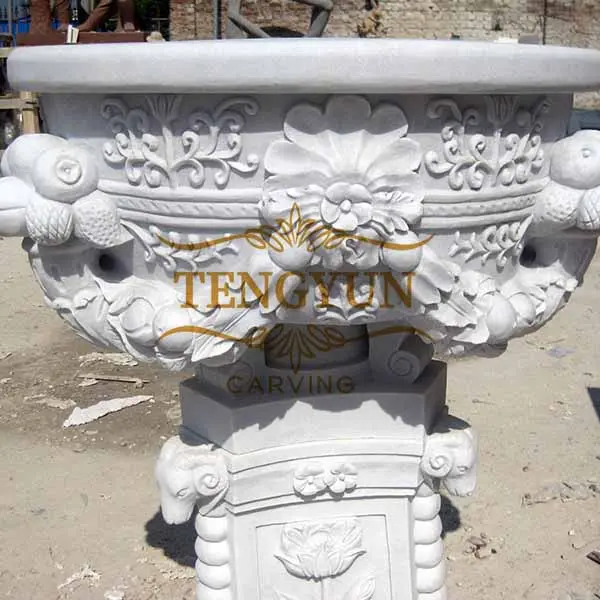 Outdoor garden decoration marble flowerpot