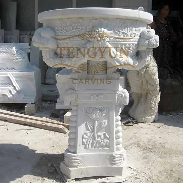 Outdoor garden decoration marble flowerpot