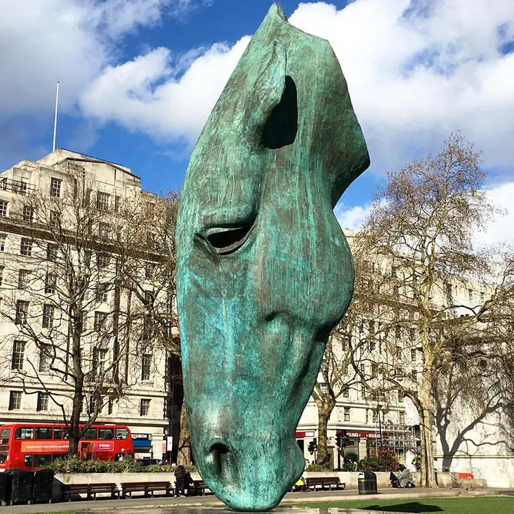 Oversized bronze horse head sculpture