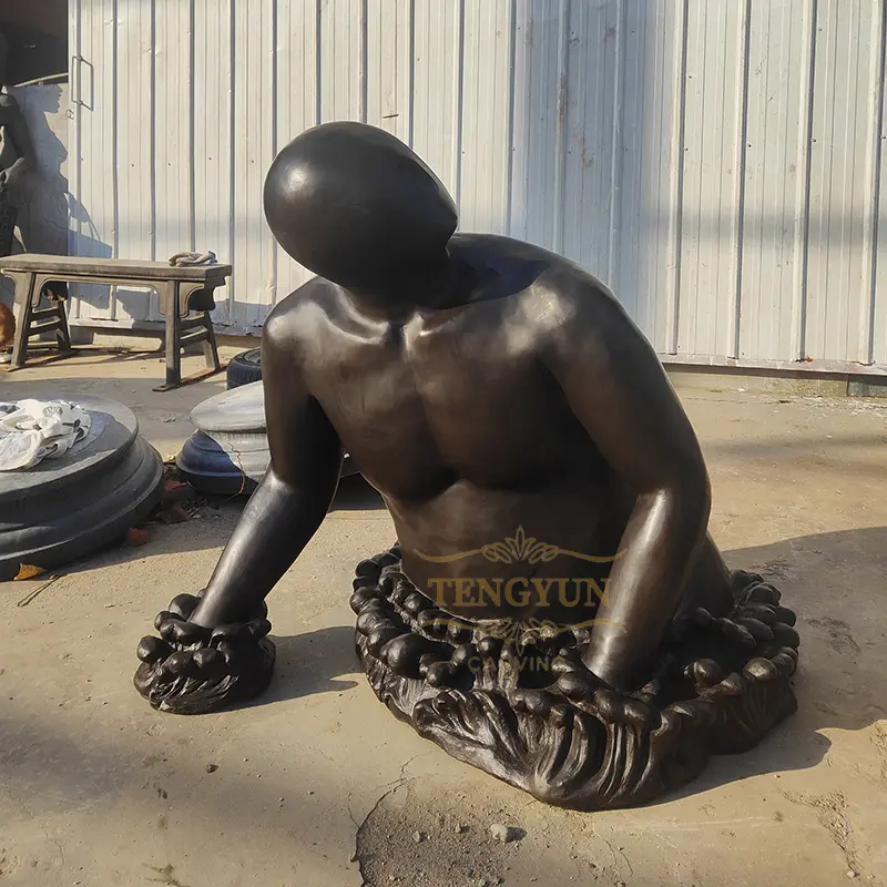 Seaside Decorative Statue Life Size Abstract Bronze Nude Human Sculpture For Sale