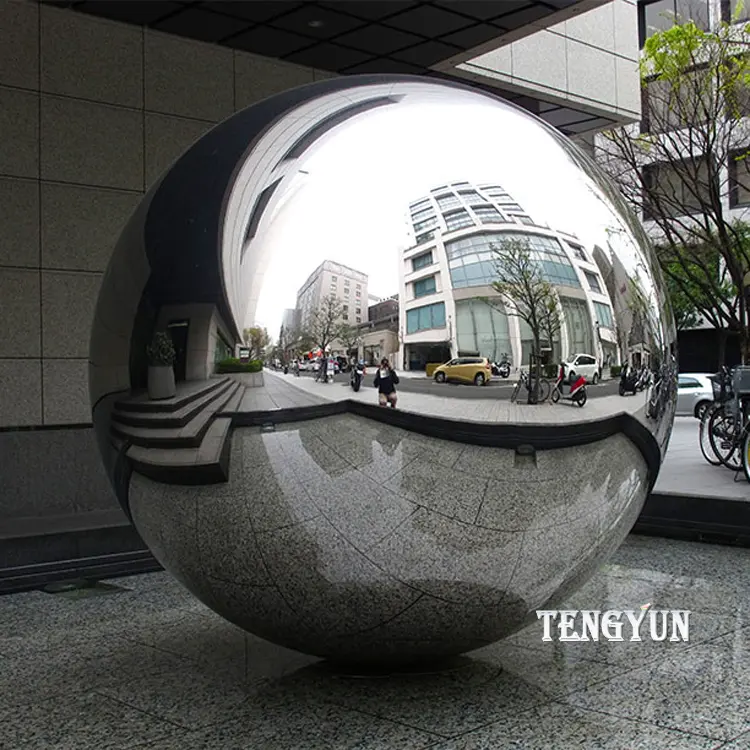 Square Decorative Hollow Ball Sculpture Stainless Steel Abstract Sphere Shape Sculpture