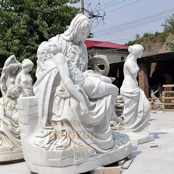 White marble Mourn Jesus religious statue