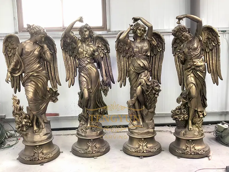 Wholesale Garden Decor Large Fiberglass Four Seasons Resin Cast Angel Statues With Cheap Price