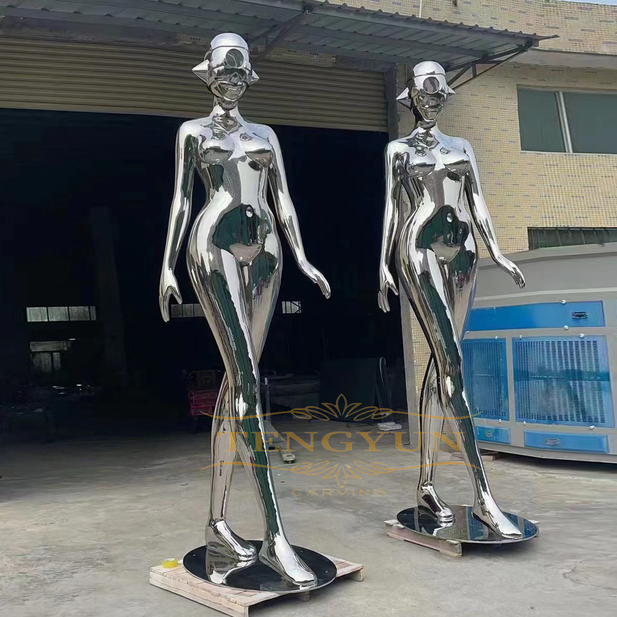 China Factory Sale Metal Annural Sculpture 304 Stainless Steel Mirror Polished Design Art Circular Ornament Statue