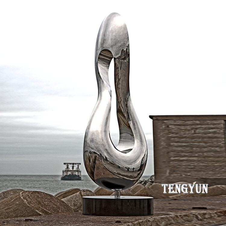 China Factory Sale Metal Annural Sculpture 304 Stainless Steel Mirror Polished Design Art Circular Ornament Statue