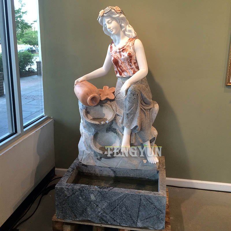 marble lady statue water fountain (2)
