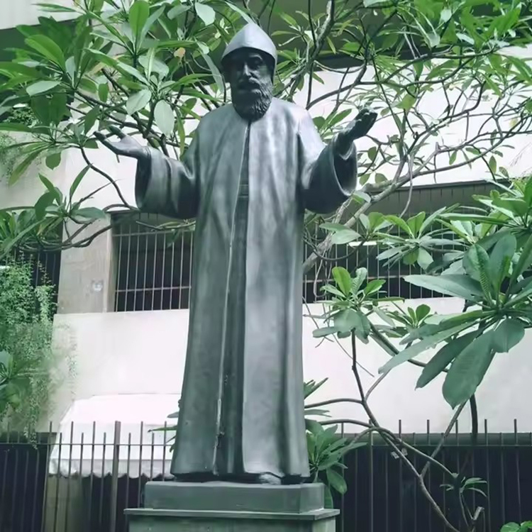 Bronze saint charble sculpture