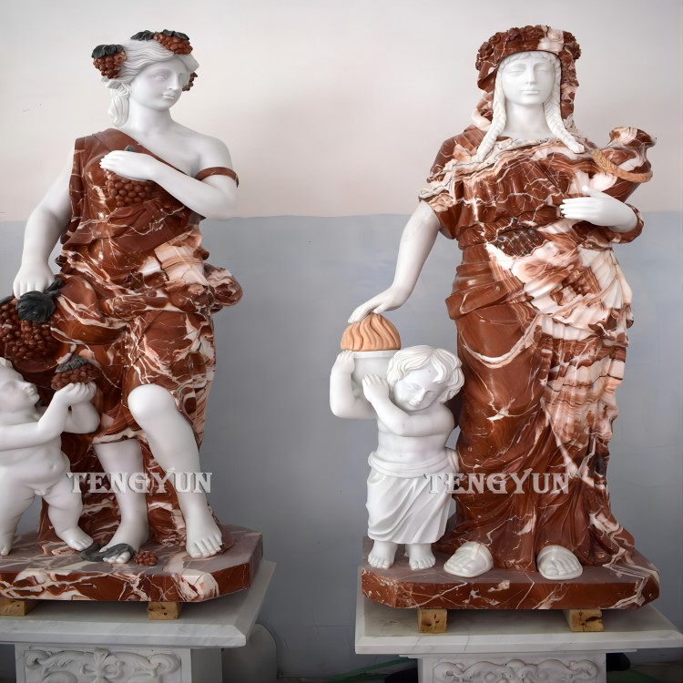 Stone Four Season Life Size Statues With Small Angel Sculptures(9)(1)