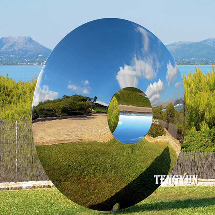 Metal circle stainless steel curl sculpture geometric sculpture stainless steel moon sculpture