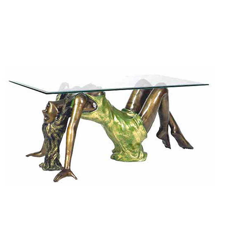 bronze woman-statue-coffee-table