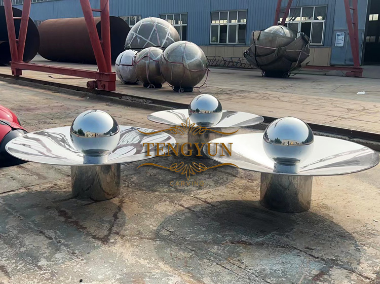 Outdoor garden metal sphere stainless steel ball water fountain (2)