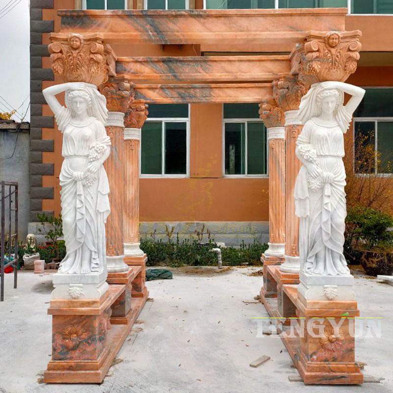 lady statue and roman pillar water fountain (2)