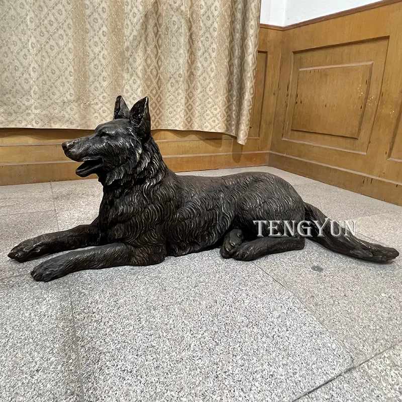 bronze dog sculpture