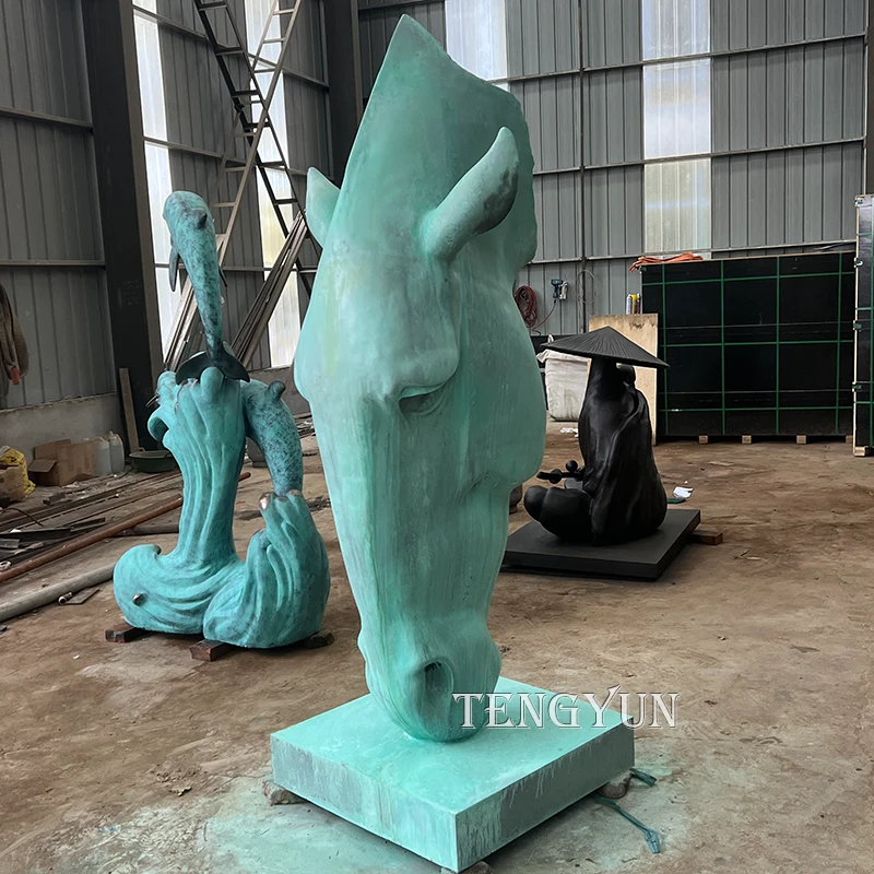 Custom Famous Large Size Patina Bronze Horse Head Sculpture